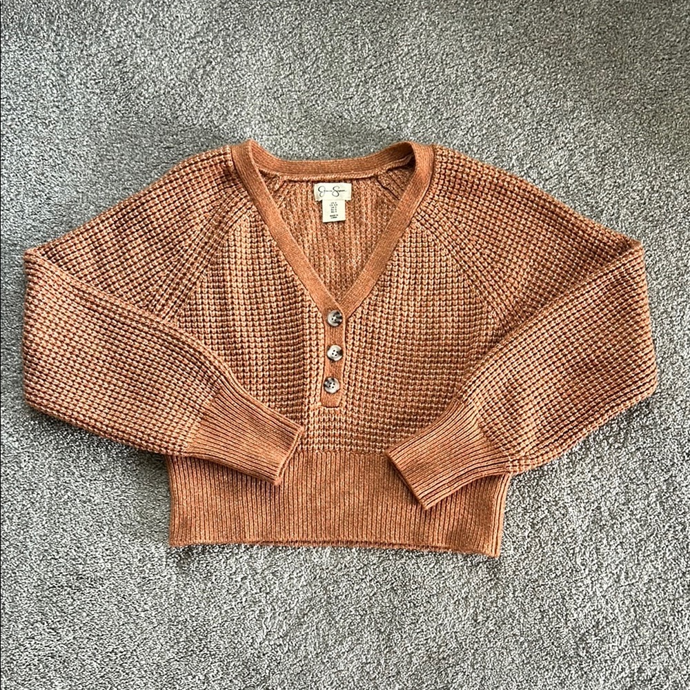 JS Cozy Brown Button-Up Sweater